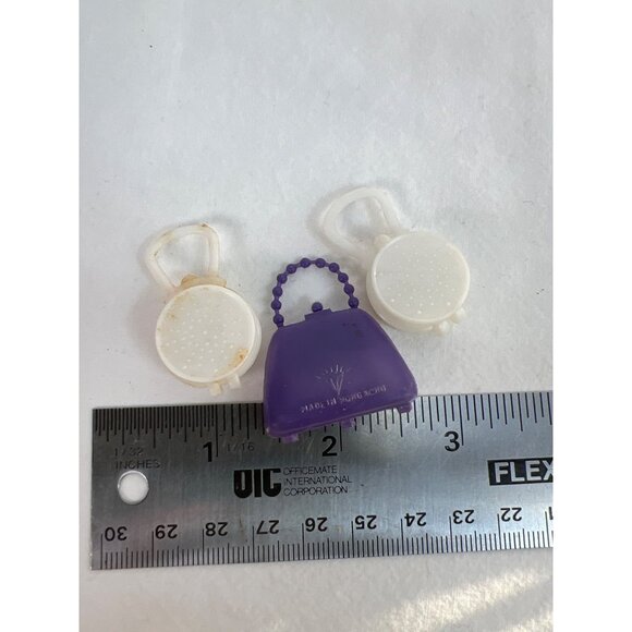 Vintage 60s Barbie Mini Purple Doll Purse & White Accessories Made In Hong Kong - Picture 6 of 6